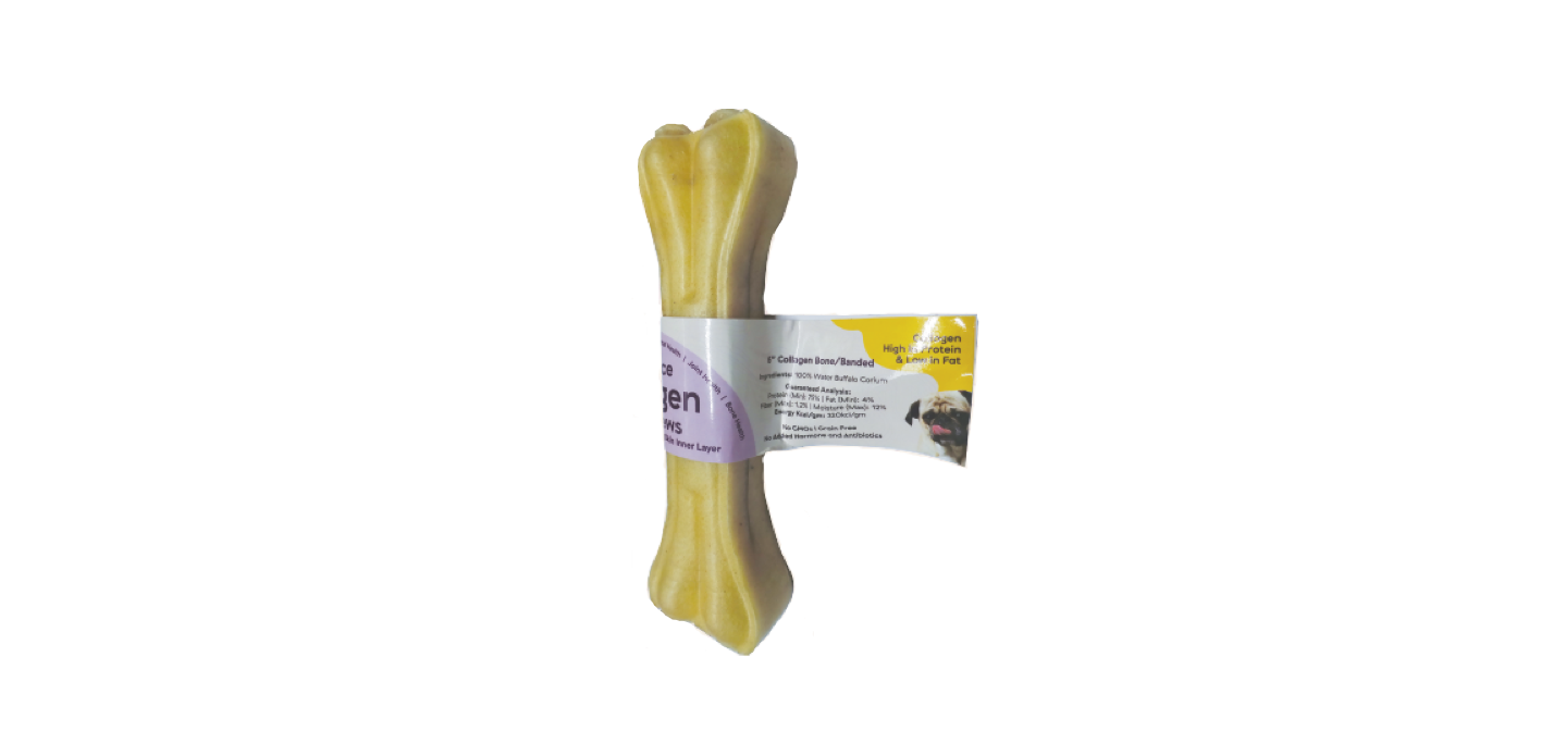6 Collagen Dog Chew Bone | Natural. Grass-Fed | Long-Lasting Treat for Dental. Joint & Bone Health | High Protein